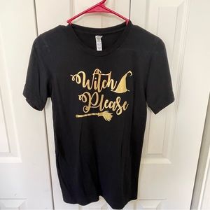2/$10 Canvas Witch Please t shirt XS black gold Halloween cotton